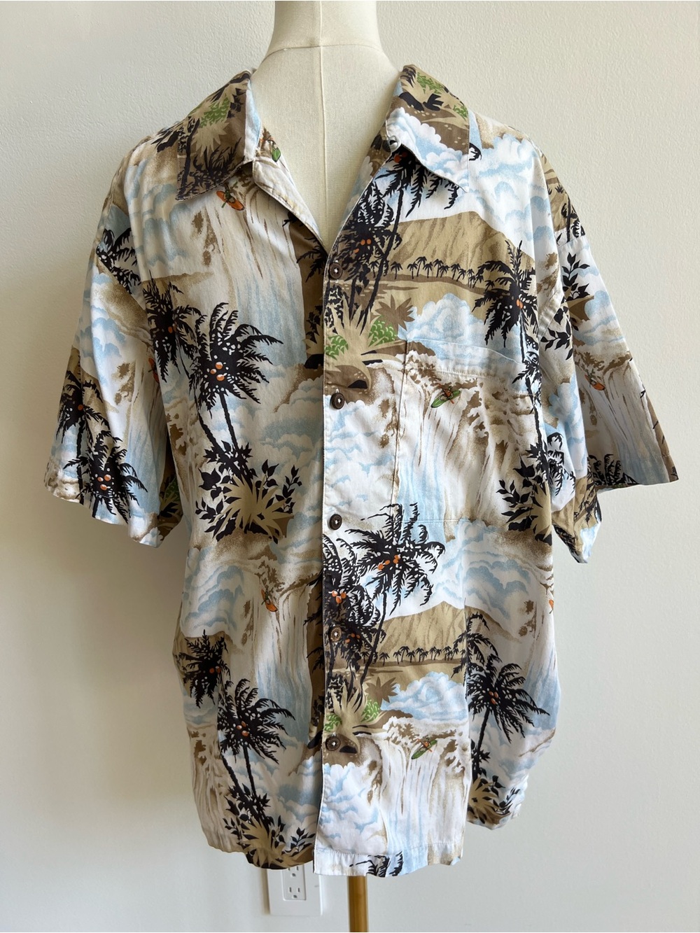 VTG Patagonia Pataloha Shirt Mens L Hawaiian Camp Loop Collar Kayak Waterfall